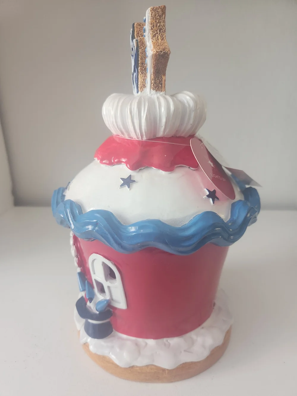 Patriotic Light Up Cupcake House 1776 July 4th Decor